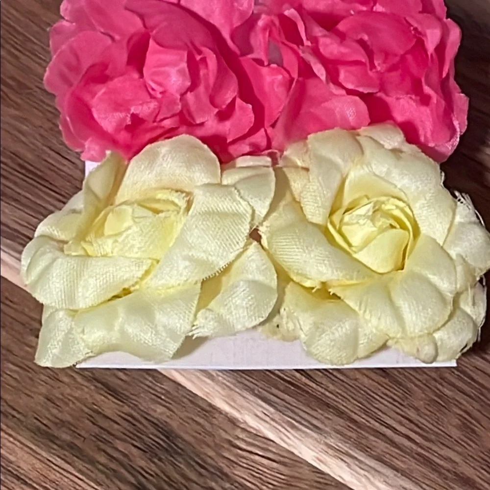 Unbranded Hot Pink and Yellow Floral earrings Fashion jewelry New size medium